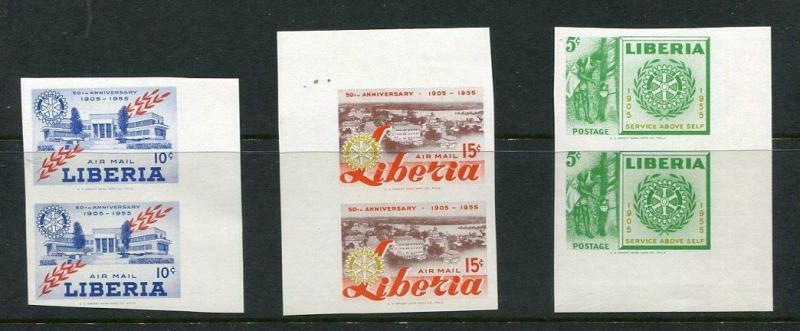 Liberia 1954  Imperf Rotary Proofs in Pairs MNH 6217 