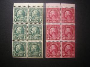 Scott 552a & 554c, booklet panes of 6 with tab, MNH Early Booklet Beauties