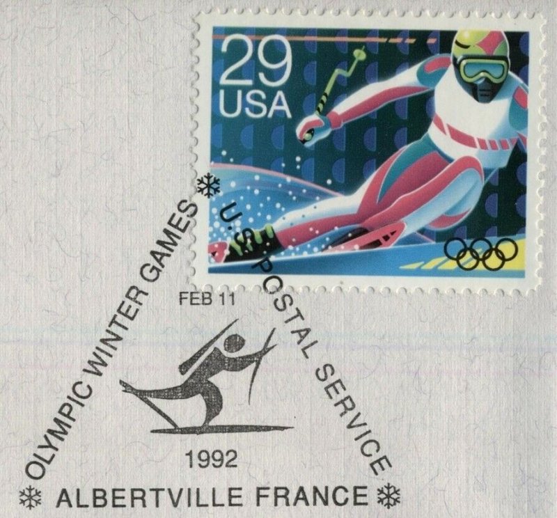 1992 Winter Olympics-Skiing/Biathlon-11 Feb 92, USPS Cachet **ANY 5=FREE SHIP**