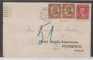 U.S. Scott #633-634 Cover - Boston, MA to Florence, Italy - Apr 6, 1921