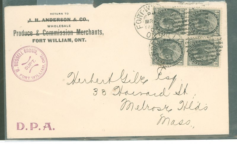 Canada  1901 Cover to US, 1/2c Victoria block