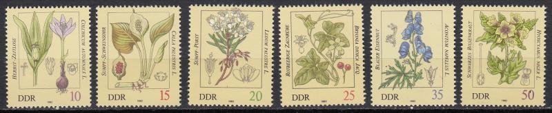 East Germany - DDR - 1982 Flowers Sc# 2254/2259 - MNH (271N)