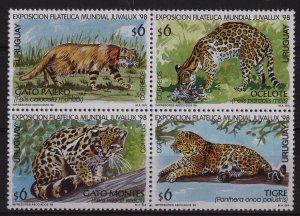 Uruguay stamp 1998 - juvalux '98 wildcats panthera onca Felis colocola