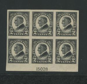 1923 US Postage Stamp #611 Mint Hinged VF Original Gum Plate No 15028 Block of 6