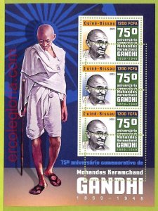 B0402 - GUINE-BISSAU - MISPERF ERROR Stamp Sheet - 2023 - Gandhi-