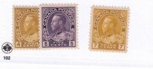 CANADA # 110,112-113 VF-MNH KGV ADMIRALS CAT VALUE $630