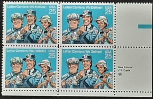 US Scott # 2420; 25c Letter Car: block of 4 from 1989; MNH, og; VF/XF centering