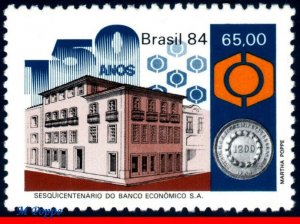 1943 BRAZIL 1984 ECONOMICO BANK, COINS, SESQUICENTENARY, ARCHITECTURE, MNH