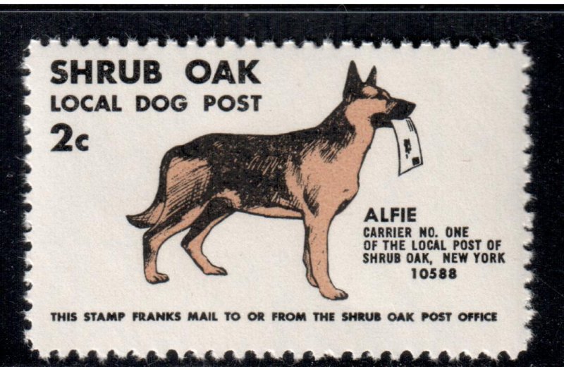 Shrub Oak Local Dog Post 2 cent stamp , FVF OG NH I Combine S/H