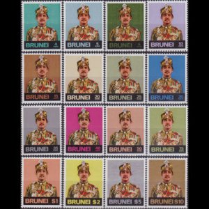 BRUNEI 1974 - Scott# 194-209 Sultan Bolkiah Set of 16 NH