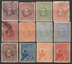 Uruguay 1912 Sc 199-210 set most MH* some disturbed gum