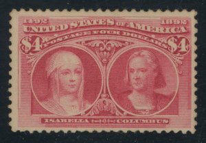 USA 244 - 4 Dollar Columbian - F/VF Mint hinged - PF Certificate - corner crease