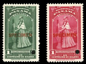 Panama #343,395, 1942 1c Farm Girl, two different colors, overprinted Specime...