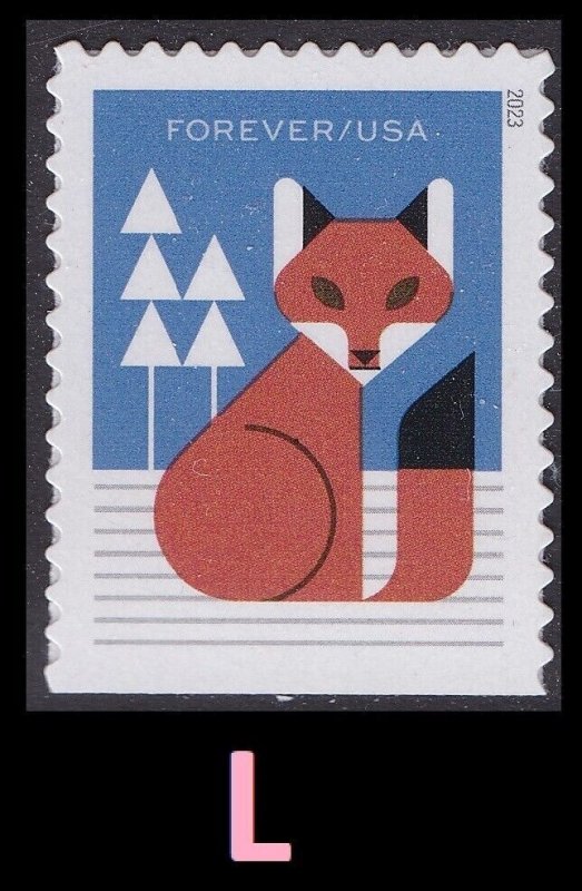 US 5822-5825 5825a Winter Woodland Animals forever set A (4 stamps) MNH 2023