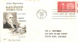 Aleander Hamilton FDC 1-11-57 !#3