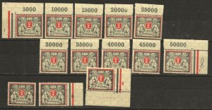 Danzig MI 144 cpl top row [singles] w/margins NH