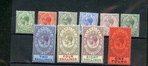 GIBRALTAR 1912 KING GEORGE V  I/2d TO ONE POUND SCOTT #86-75 MINT LIGHTLY HINGED