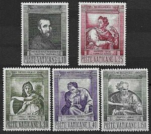 Vatican City 1964 Sc#387/391 MICHELANGELO BUONARROTI SISTINE CHAPEL Set (5) MNH