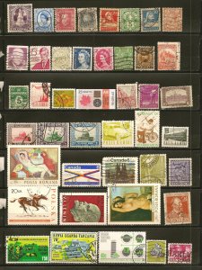 World Wide Collection of 43 Different Old Used Off Paper Stamps