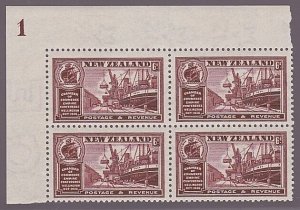 NEW ZEALAND 1936 Commerce 6d plate block of 4 mint..........................Z351