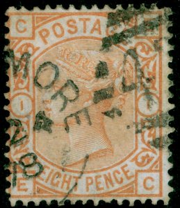 SG156, 8d orange, FINE USED. Cat £350. IRELAND. EC