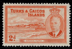 TURKS & CAICOS ISLANDS GVI SG224, 2d red orange, NH MINT.