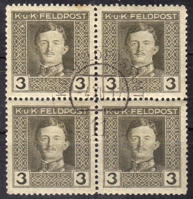 Austria M51 Block of 4 - Feldpost 11, 4 December 1917