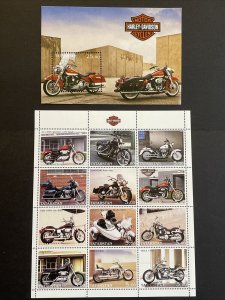 2002 Russia / Tatarstan Souvenir and Mini Sheet Harley Davidson Motorcycles MNH