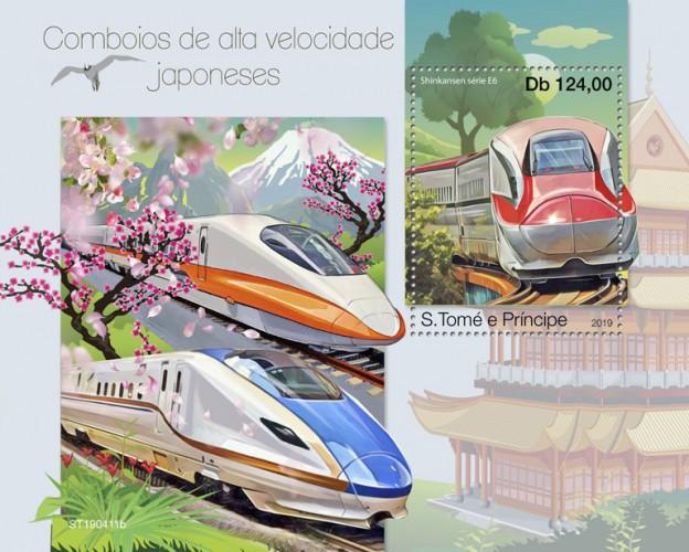 SAO TOME - 2019 - Japanese Speed Trains - Perf Souv Sheet - MNH