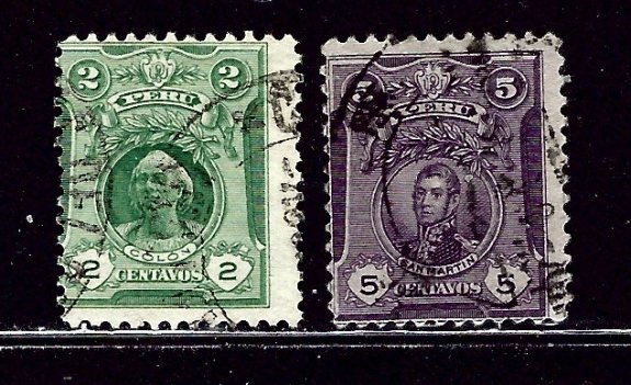 Peru 178 and 180 Used 1909 issues    (ap3019)