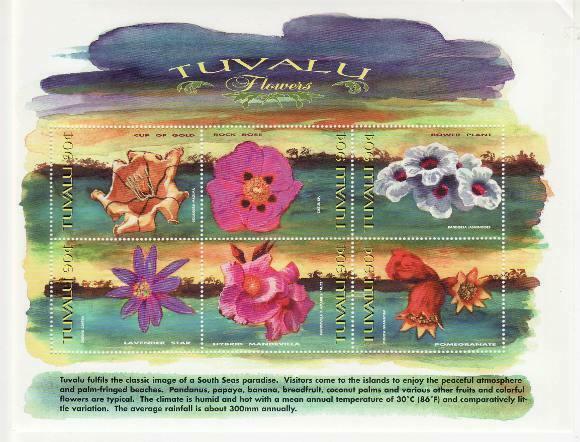 Tuvalu - Flowers 2 Sheet/6 Stamp & S/S Set  20J-003