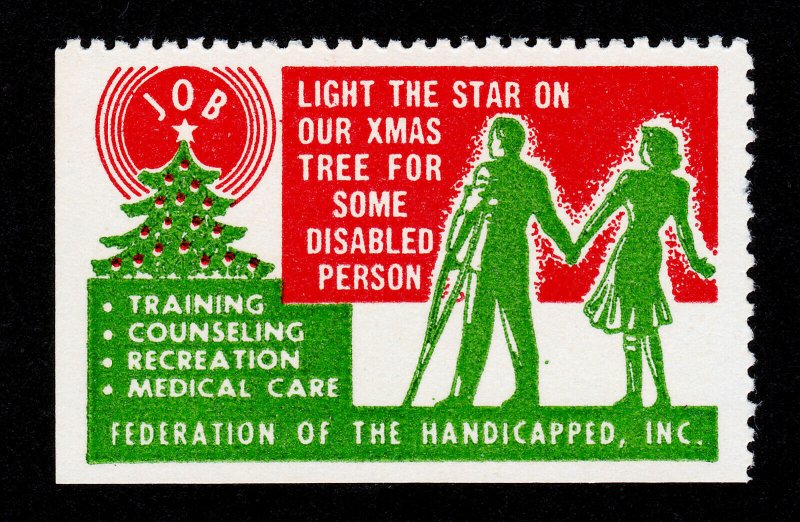 USA VINTAGE POSTER STAMP XMAS SEAL ? FEDERATION OF THE HANDICAPPED INC