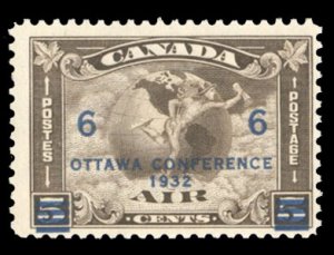 Canada #C4 Cat$65, 1932 6c on 5c dark brown, never hinged