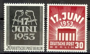 Germany Berlin Sc# 9N99-9N100 MH 1953 Arms Breaking Chains