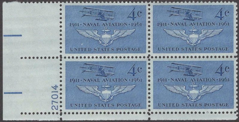 Scott # 1185 - US Plate Block Of 4 - Naval Aviation - MNH - 1961