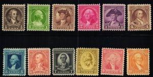 Scott #704-715 VF - Washington Bicentennial Issue - MNH - 1932