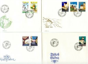 LIECHTENSTEIN Sc#829-830,832-860 1986 Ten Cpl Sets on Cacheted Unaddr. FDCs