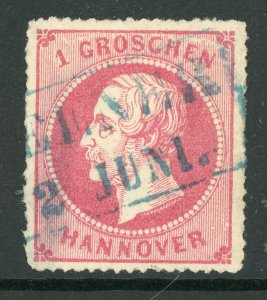 Germany 1859 Hannover 1gr Rose SG # 19 VFU Z834