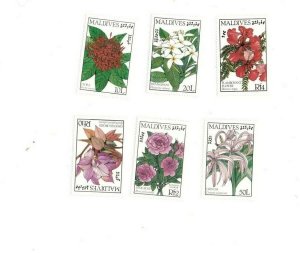 MALDIVES 1986 - Flowers - Scott #1231-38 - Set of 6 stamps - MNH