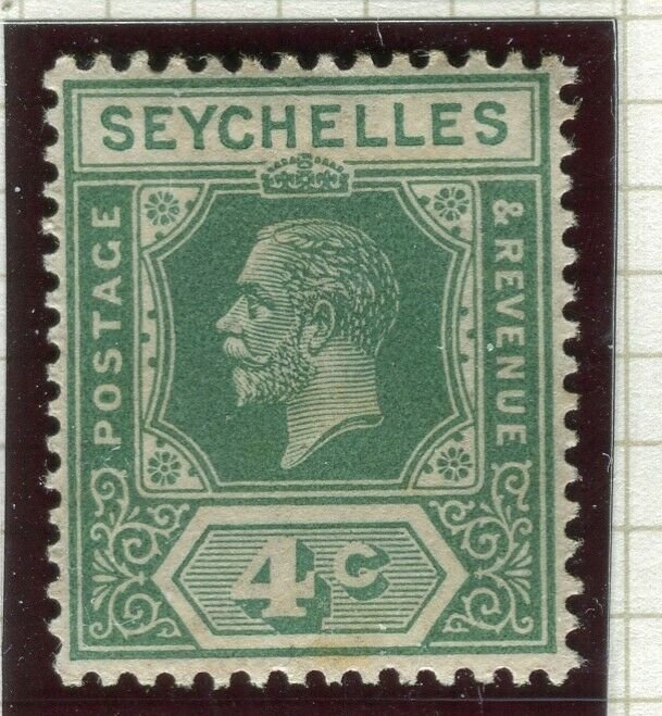 SEYCHELLES; 1922 early GV issue fine Mint hinged Shade of 4c. value