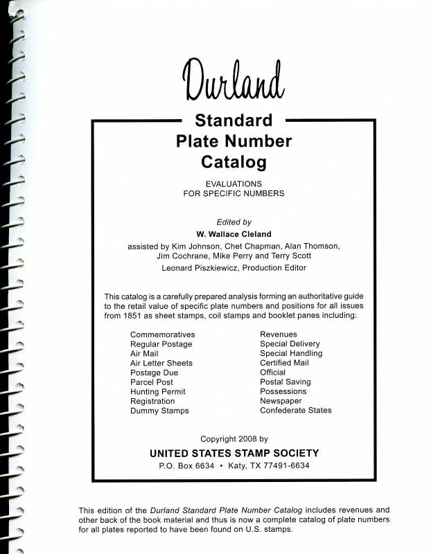 Durland 2008 Plate Number Catalog