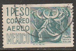 MEXICO C349, $1P 1950 DEFINITIVE, COIL SINGLE, USED. VF. (1545)