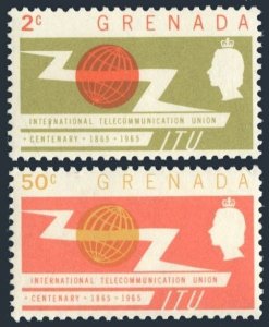 Grenada 205-206,MNH.Michel 192-193. ITU-100,1965.