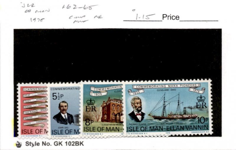 Isle of Man, Postage Stamp, #62-65 Mint NH, 1975 Manx Pioneers (AD)