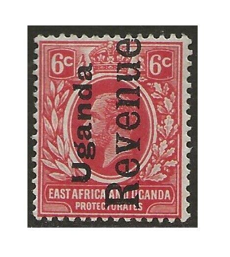 Uganda | KUT 1918 KGV Revenue 6c Red Fine Barefoot #63 CV £5.00