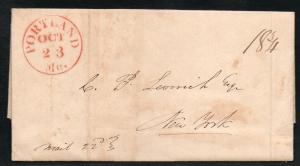 US Stampless Portland ME to NYC 1836 Fish Shipment B525