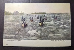 1911 Canada RPPC Postcard Cover Port Dover Ontario Local Use Fishing in Rapids