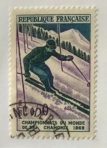 France 1962  Scott 1020 used - 50c, World Ski Championships, Chamonix