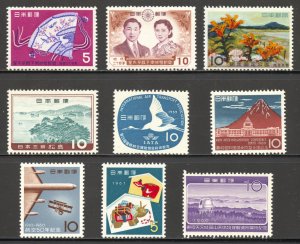 Japan Scott 667-68,680,688,697,700,702,707,709 MNHOG - 1959-1960 Group-SCV $5.50