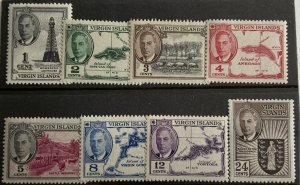 BRITISH VIRGIN ISLANDS 1952 GVI SET TO 24c SG136-143 VERY LIGHTLY MOUNTED MINT